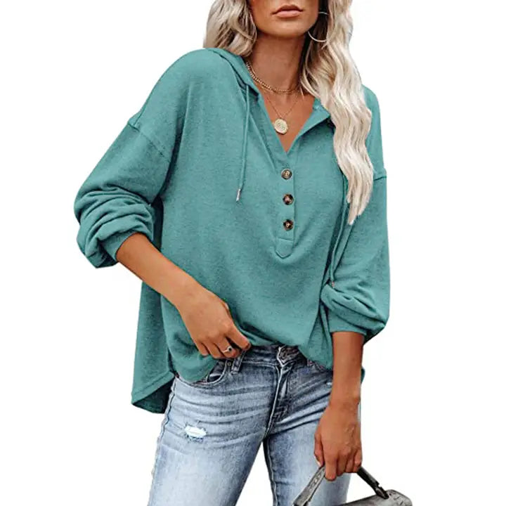 Casual Loose Solid Color Hoodie