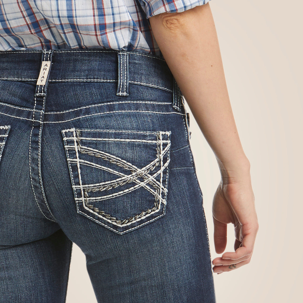 Mid Rise Stretch Entwined Boot Cut Jean