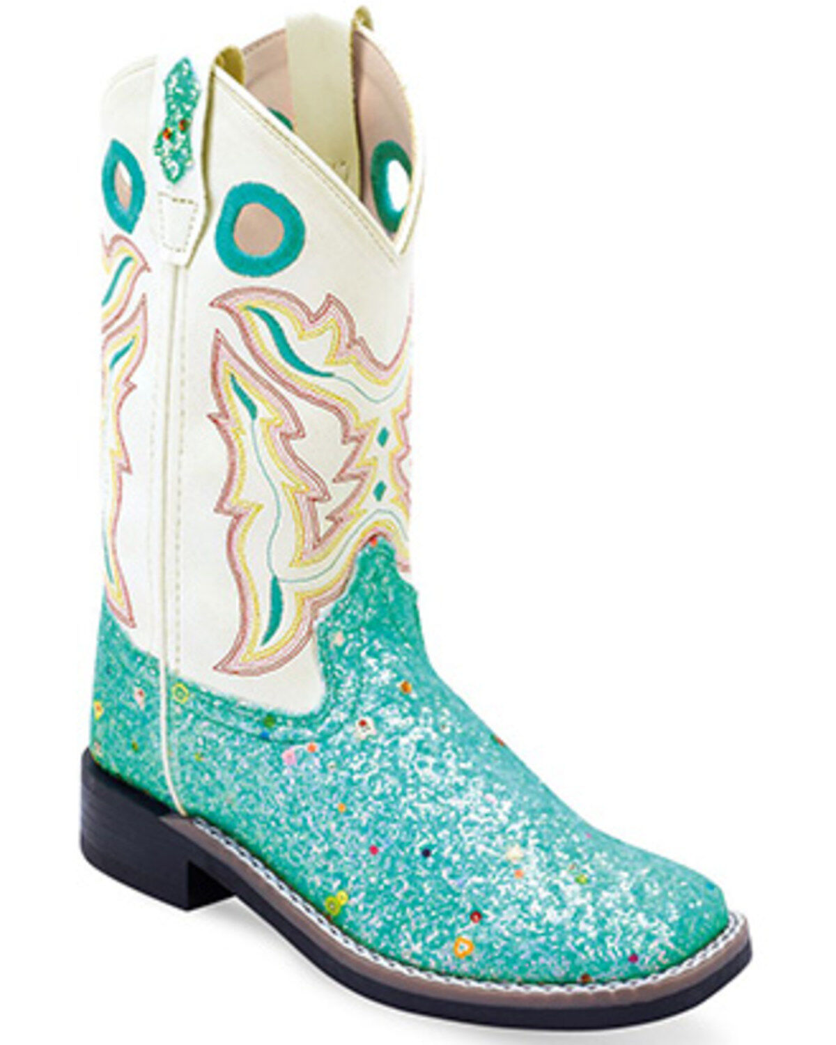 Old West Girls' Fancy Stitch Western Boots - Broad Square Toe