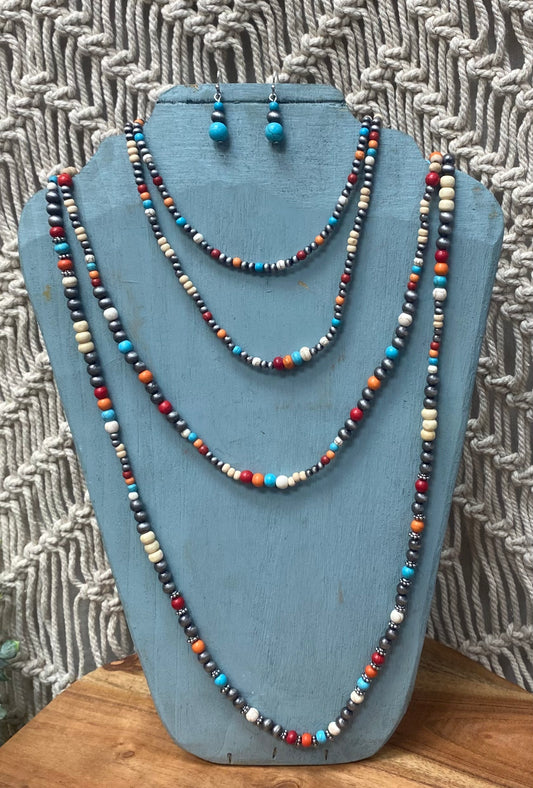 Layered Lowland Multi-Color Necklace & Earring Set
