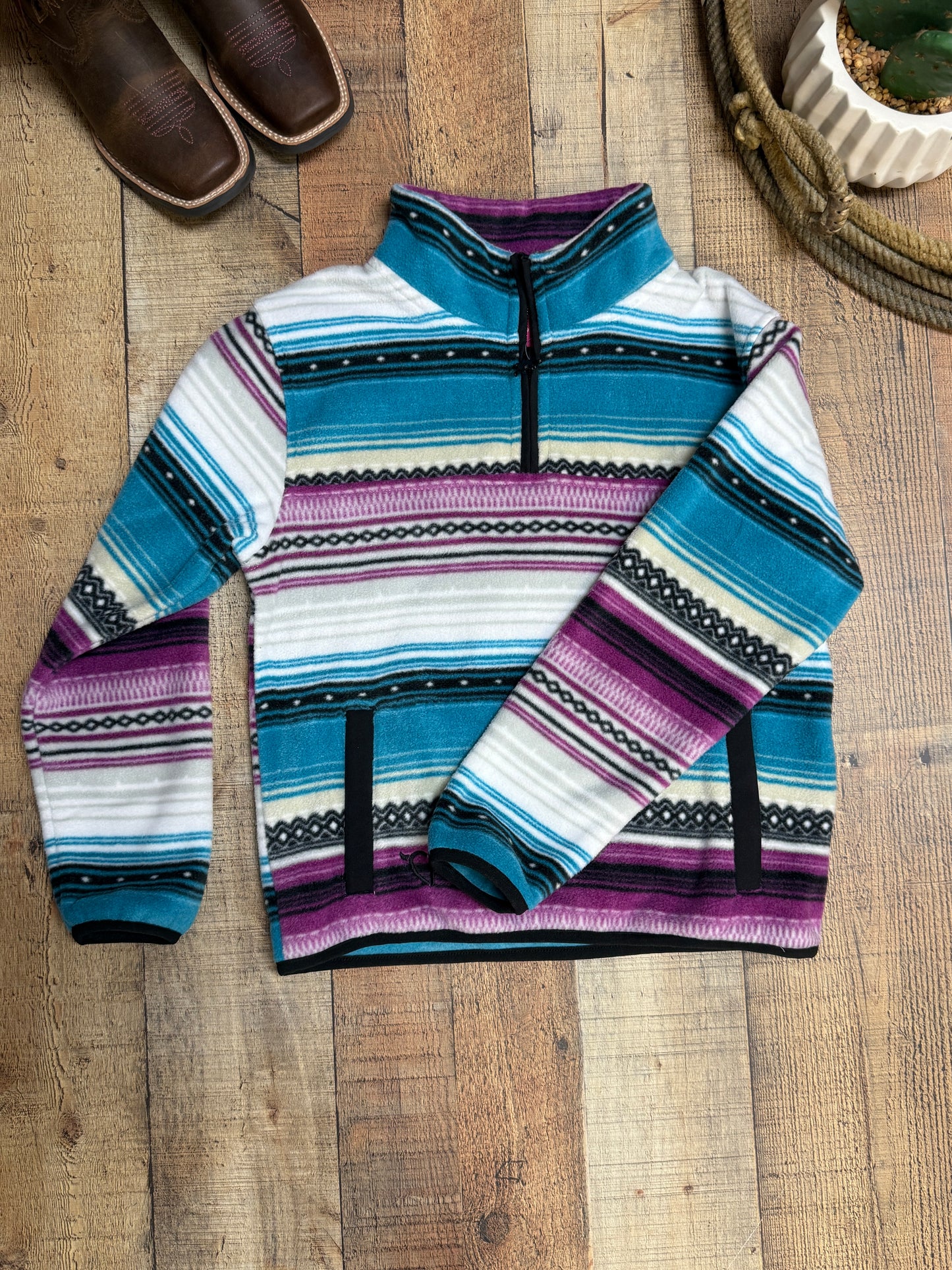 Girl's Serape Polar Purple Pullover