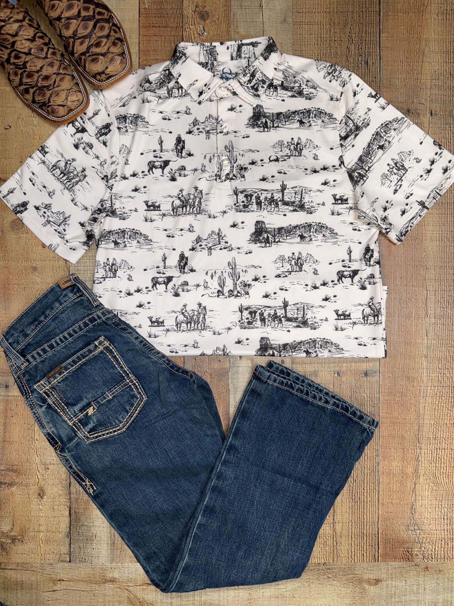Men's Cowboy Scene Polo