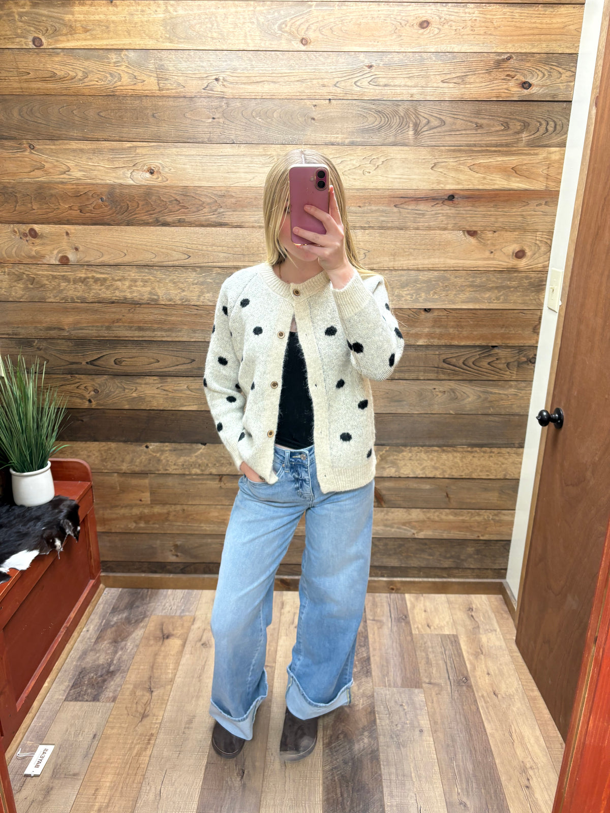 Polka Dot Cardigan Sweater