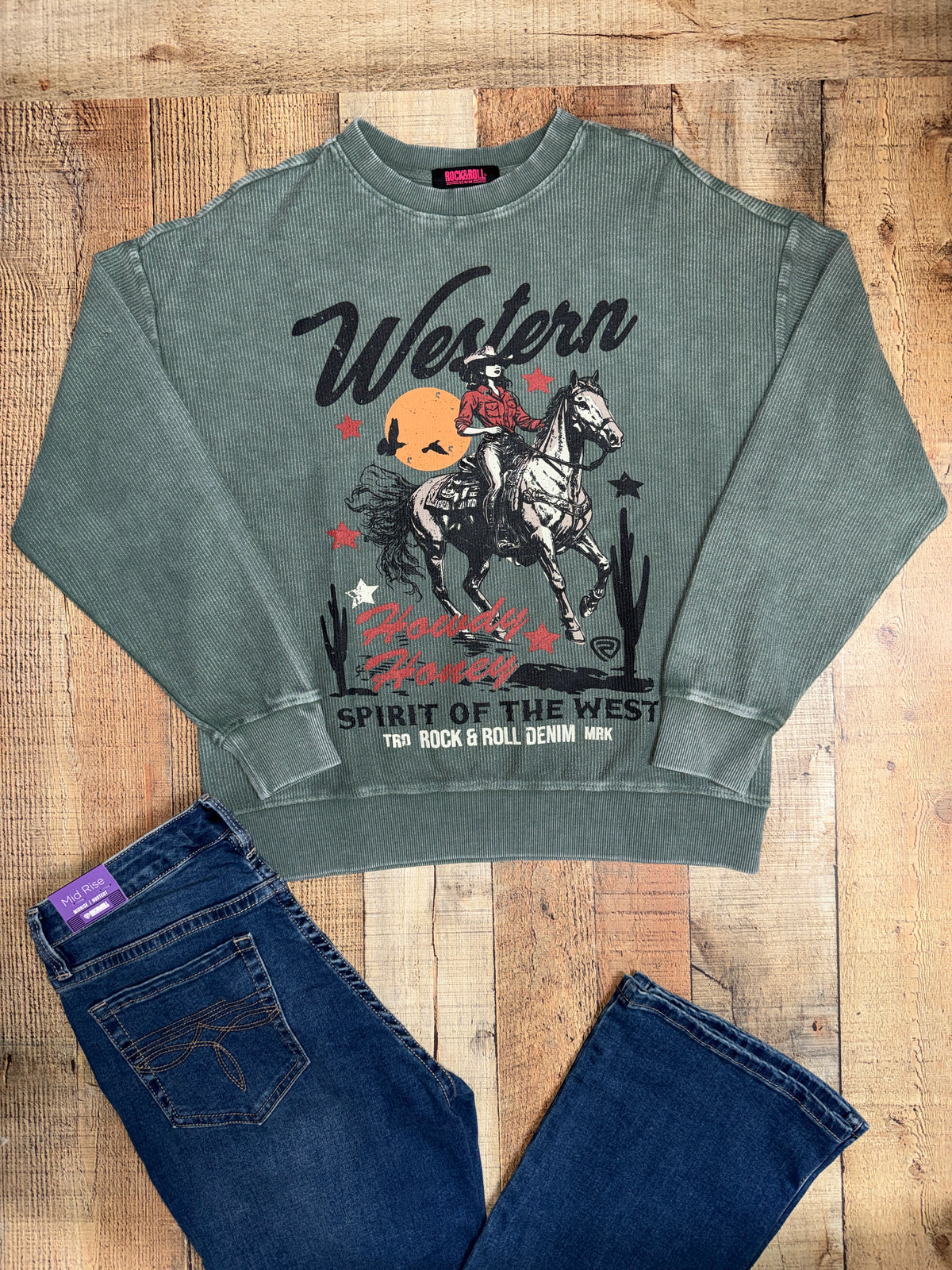 Rock & Roll Denim Graphic Pullover
