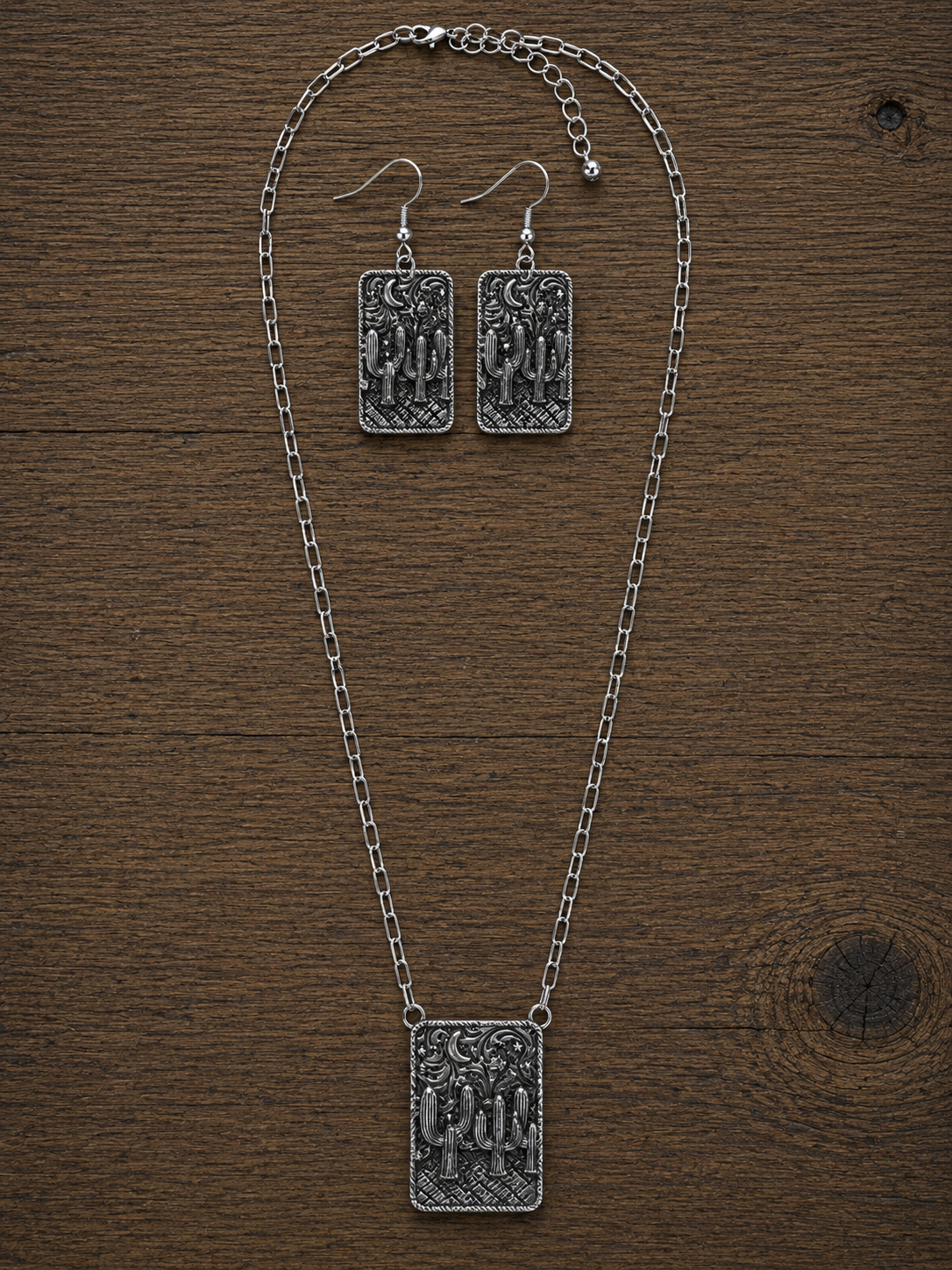 Moon & Cactus Necklace and Earring Set