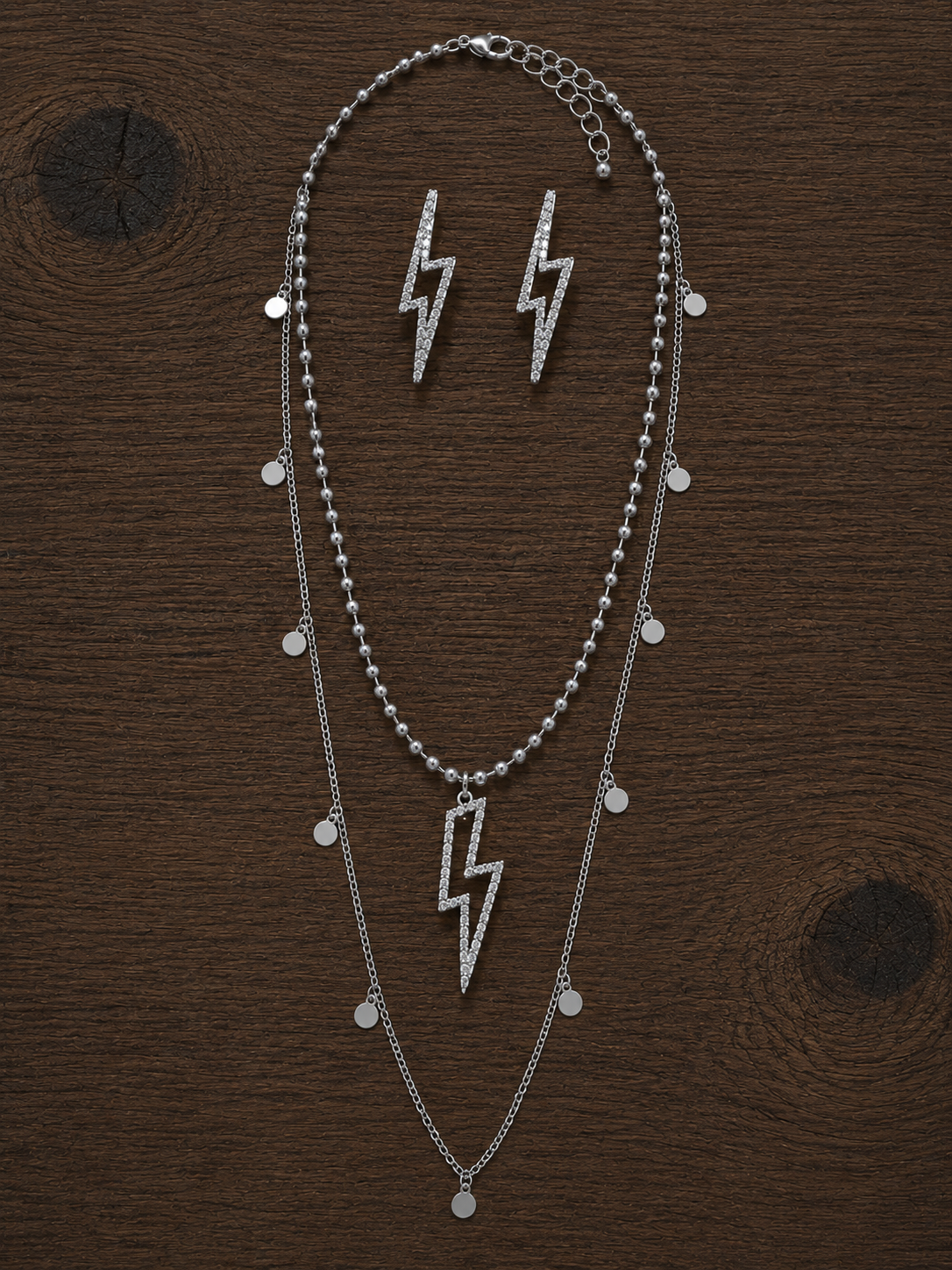 Lightning Bolt Necklace and Earring Set