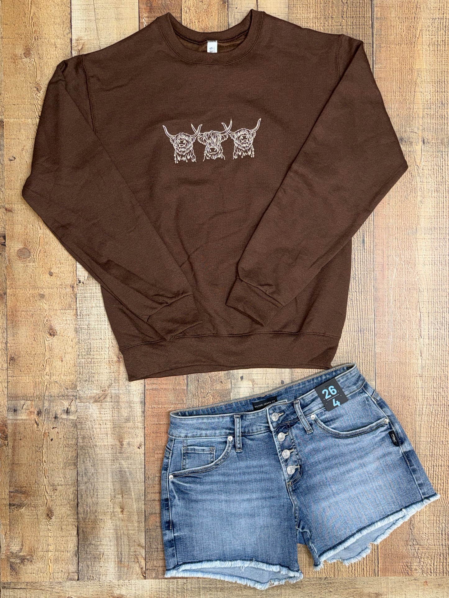 Highland Cow Embroidered Sweatshirt