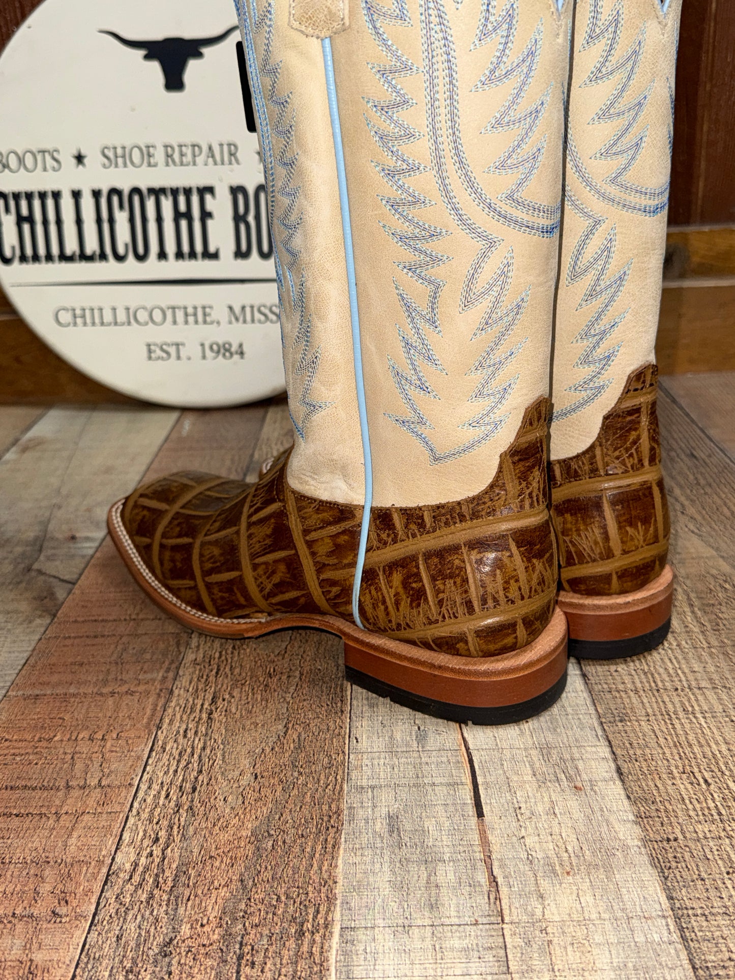 Anderson Bean Horse Power Alligator Print Western Boots