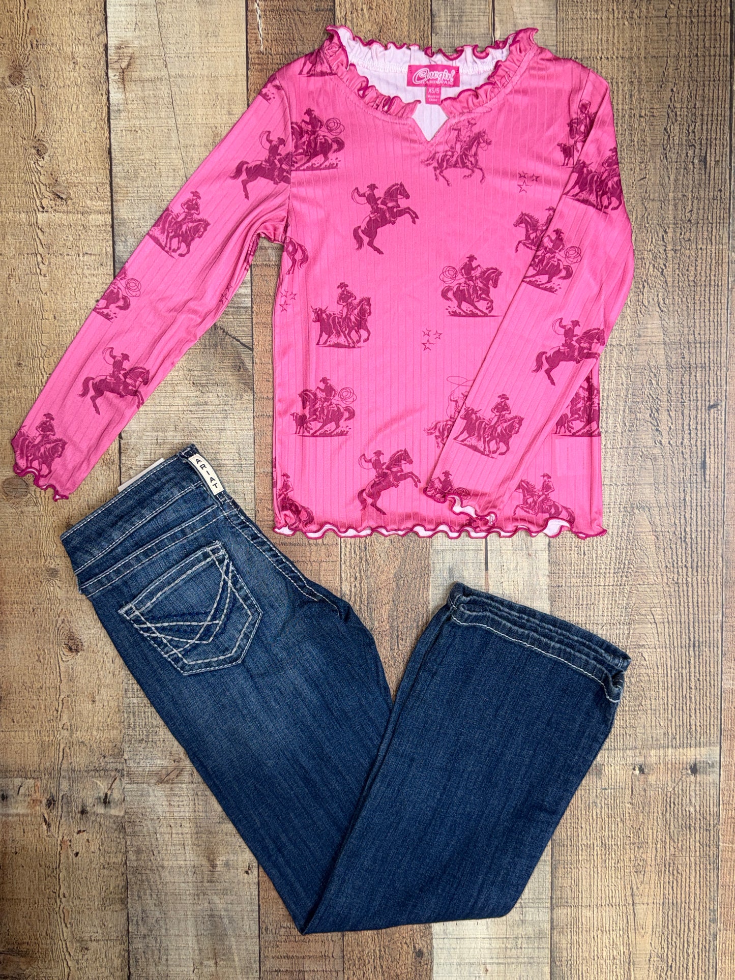 Girls Desert Bronc V-Neck Long Sleeve