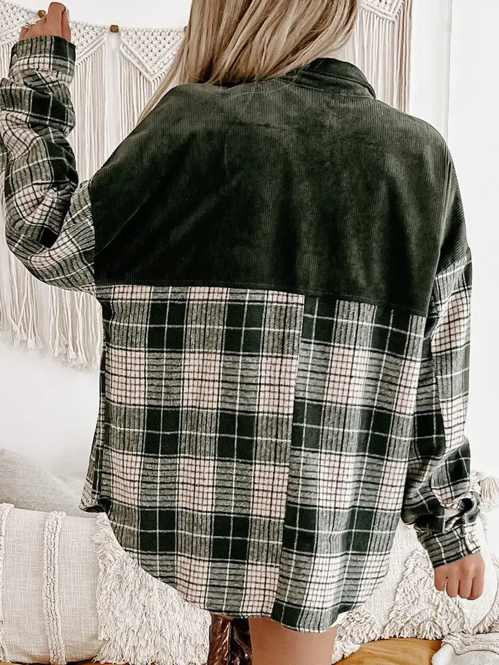 Plaid Color Single-Breasted Coat