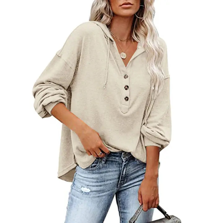 Casual Loose Solid Color Hoodie