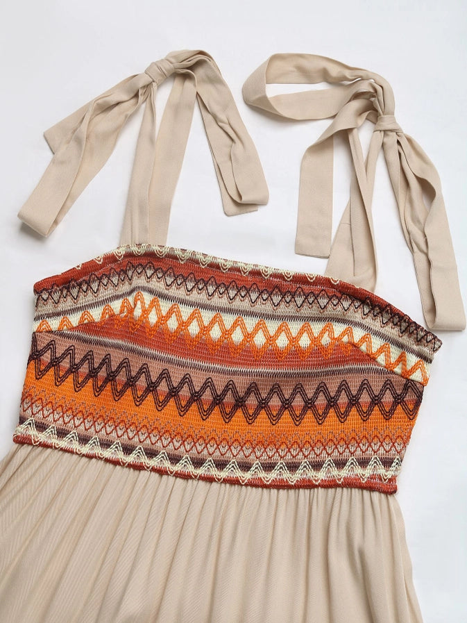 Suspenders A Hem Panelled Ethnic Dress