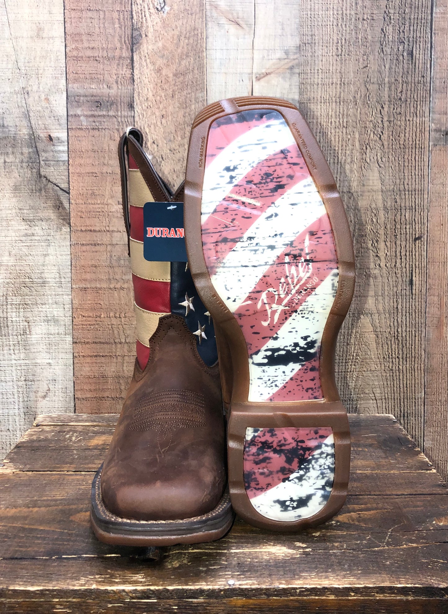 Durango Rebel Patriotic Western Flag Boots - Brown