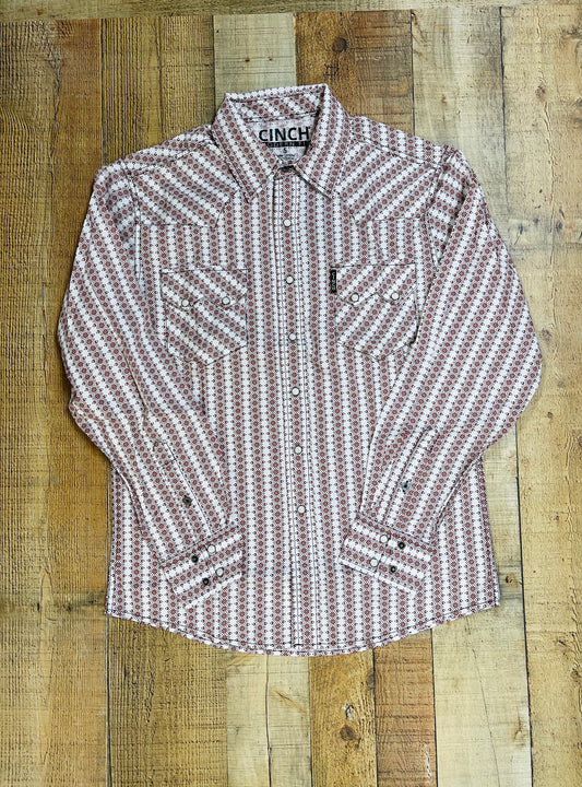 Cinch Geometric Print Modern Fit Snap Western Shirt for Men