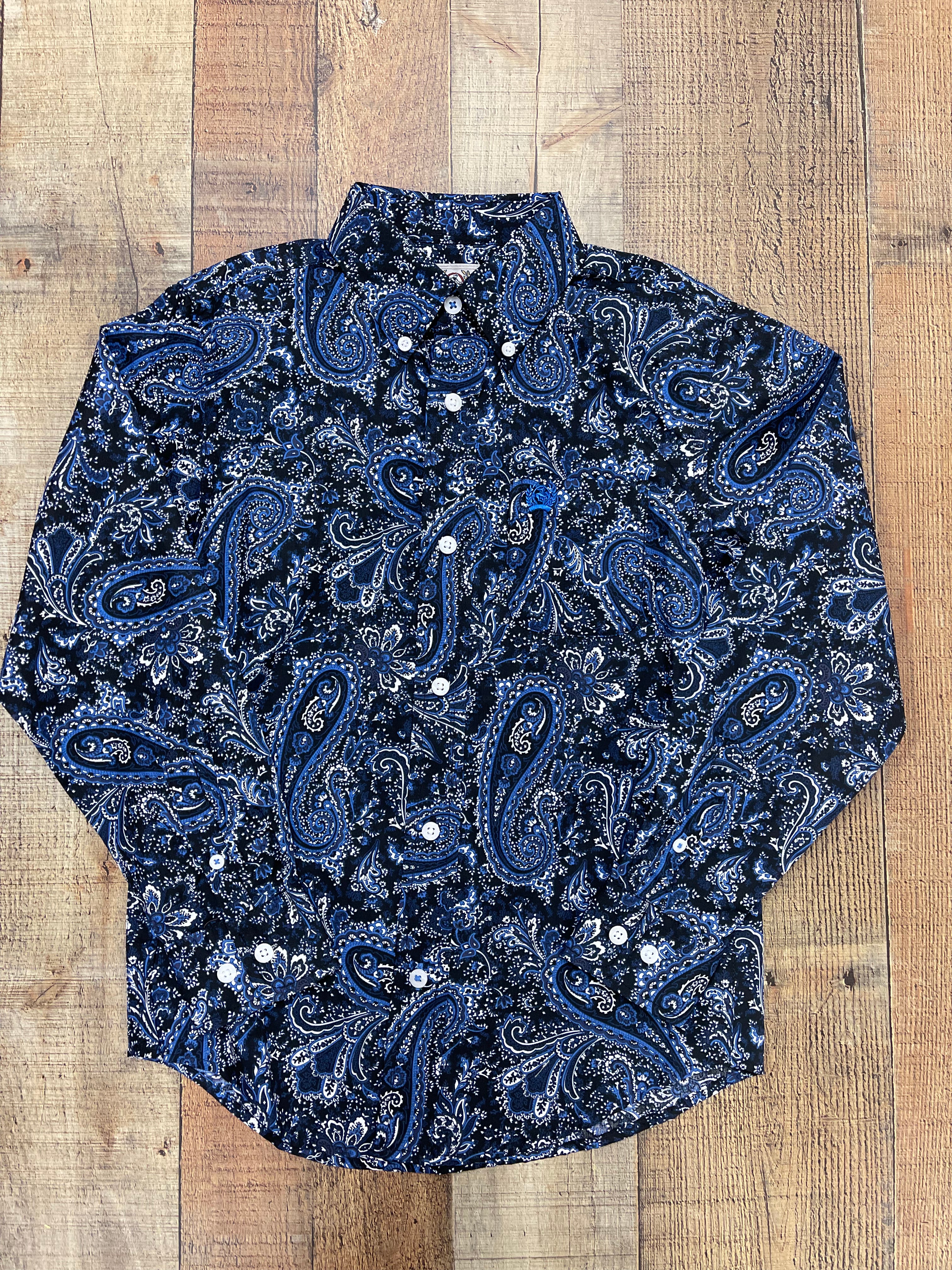 Cinch Toddler Boy's Navy Paisley Print Button Down Western Long