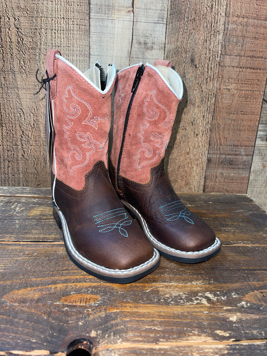 Old West Girls Broad Square Toe Boot