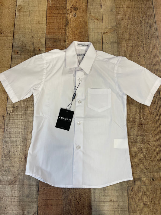 Gioberti Boy's Short Sleeve Solid Dress Shirt, White