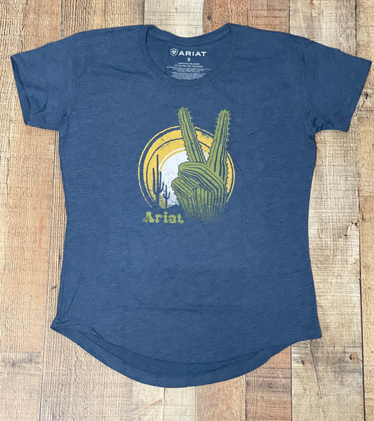 Ariat Cactus Peace Short Sleeve T-Shirt - Sailor Blue Heather