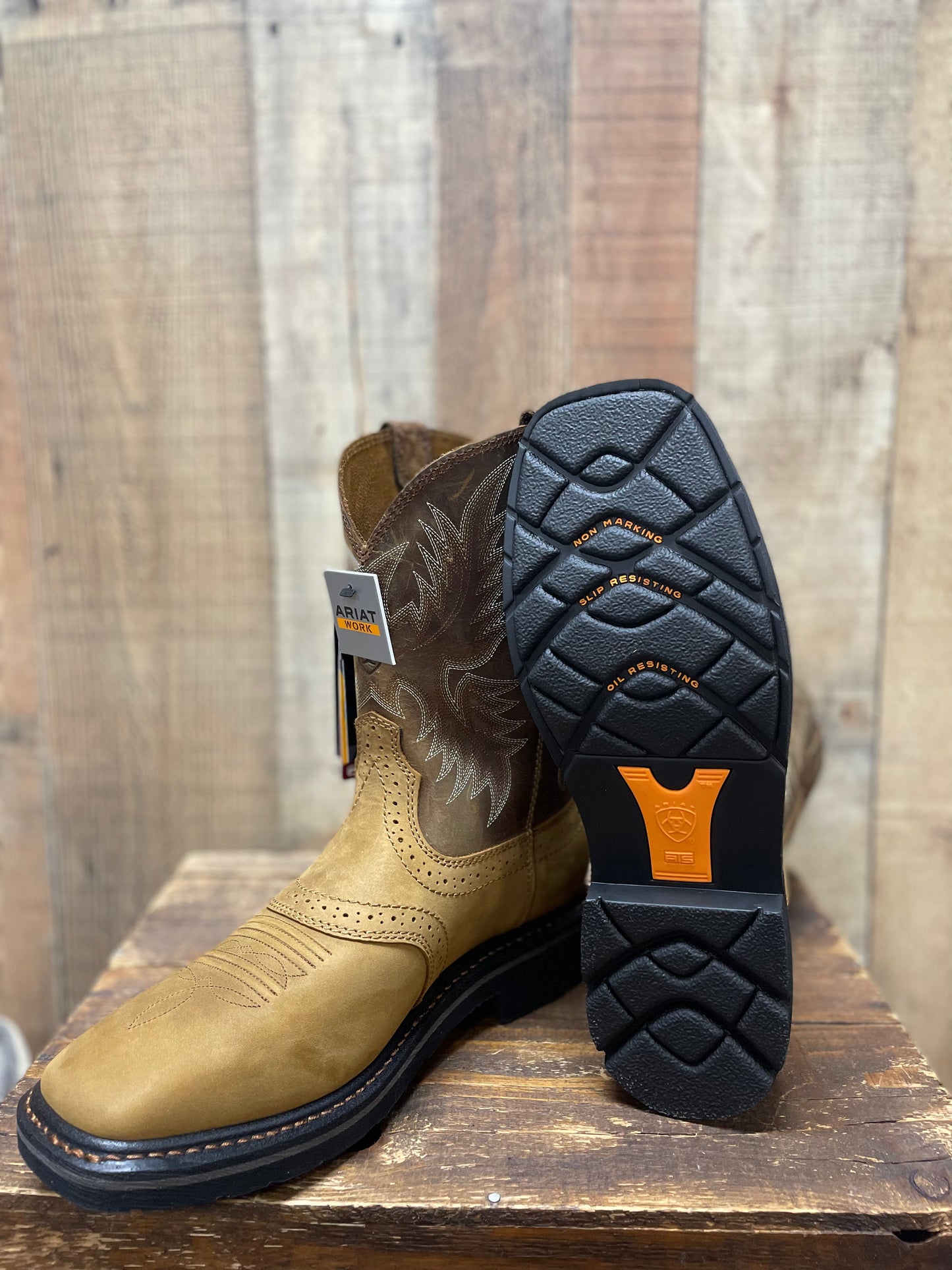 ARIAT SIERRA PULL-ON WESTERN WORK BOOTS - SQUARE TOE #10010148