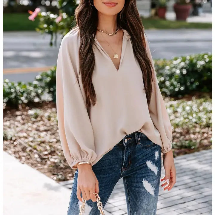 Casual V-Neck Loose Cool Long Sleeve Shirt