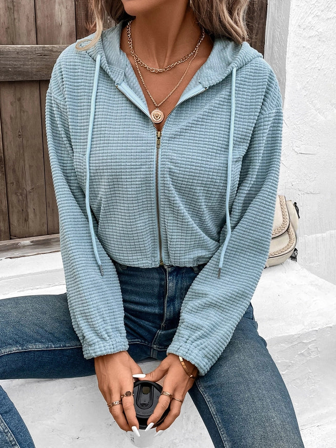 Women's Crop Corduroy Zip Up