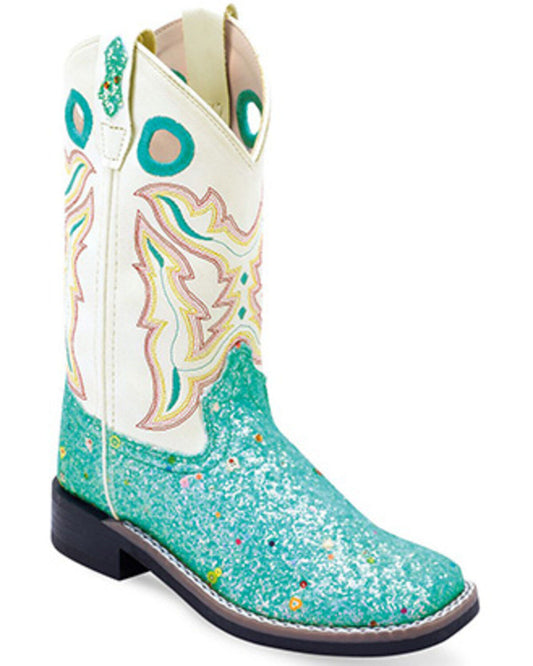 Old West Girls' Fancy Stitch Western Boots - Broad Square Toe