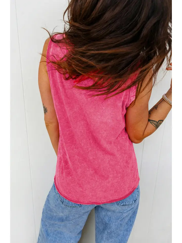 Mineral Wash V Neck Tank Top