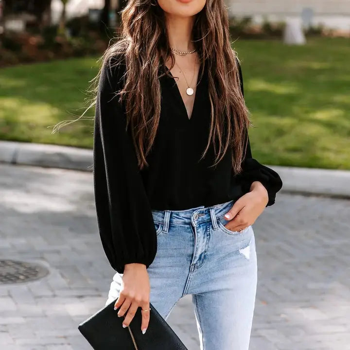 Casual V-Neck Loose Cool Long Sleeve Shirt