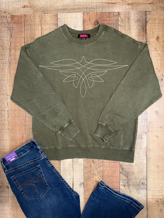 Rock & Roll Denim Boot Stitch Pullover