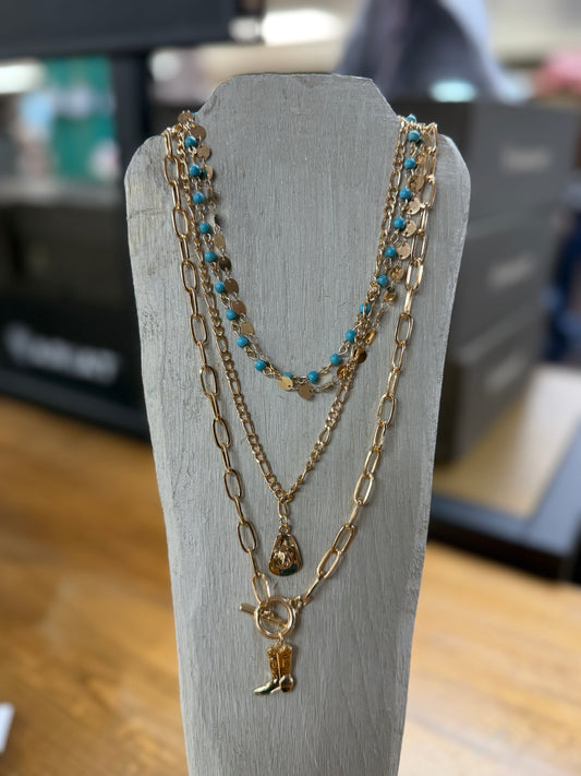 Turquoise & Gold Stack Necklace
