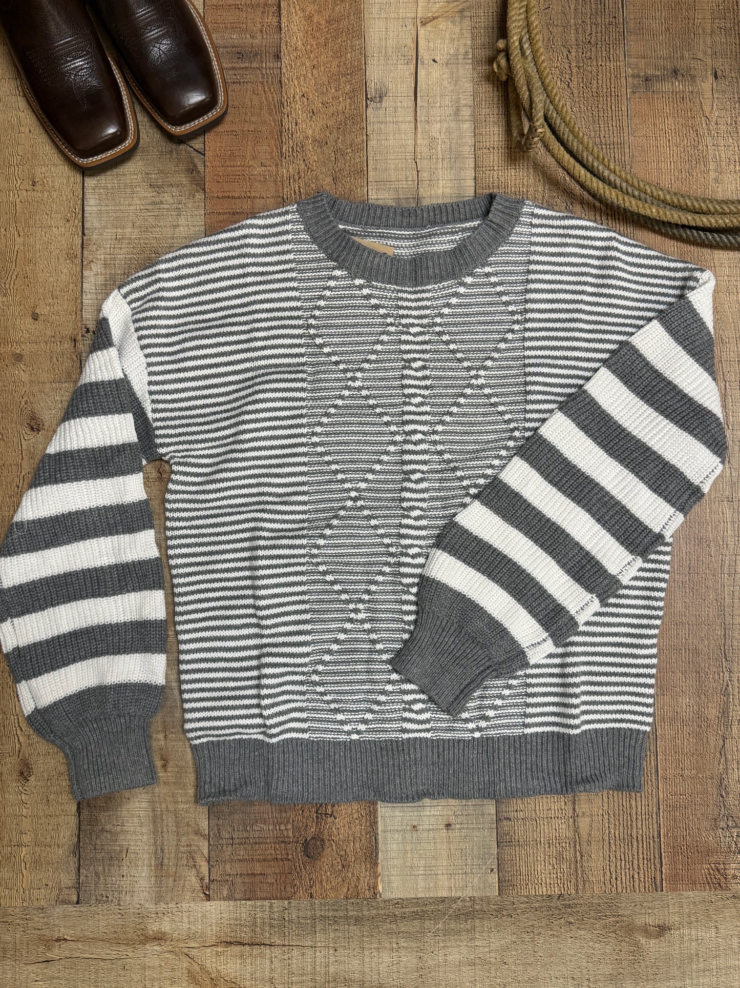 Grey Striped Sweater