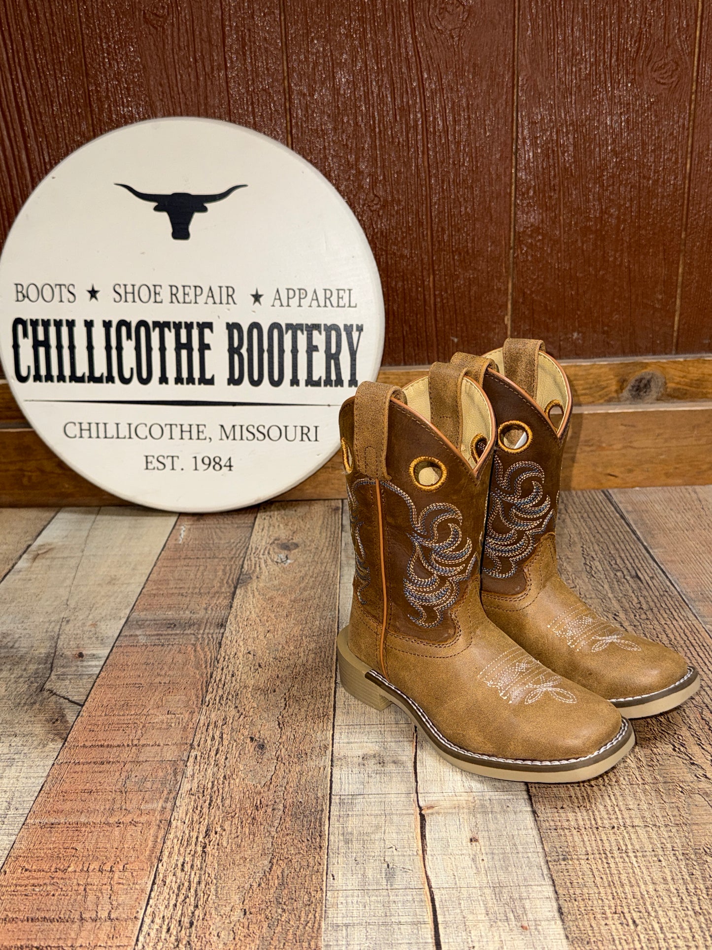 Kid's Smoky Mountain Vintage Brown Square Toe Boot