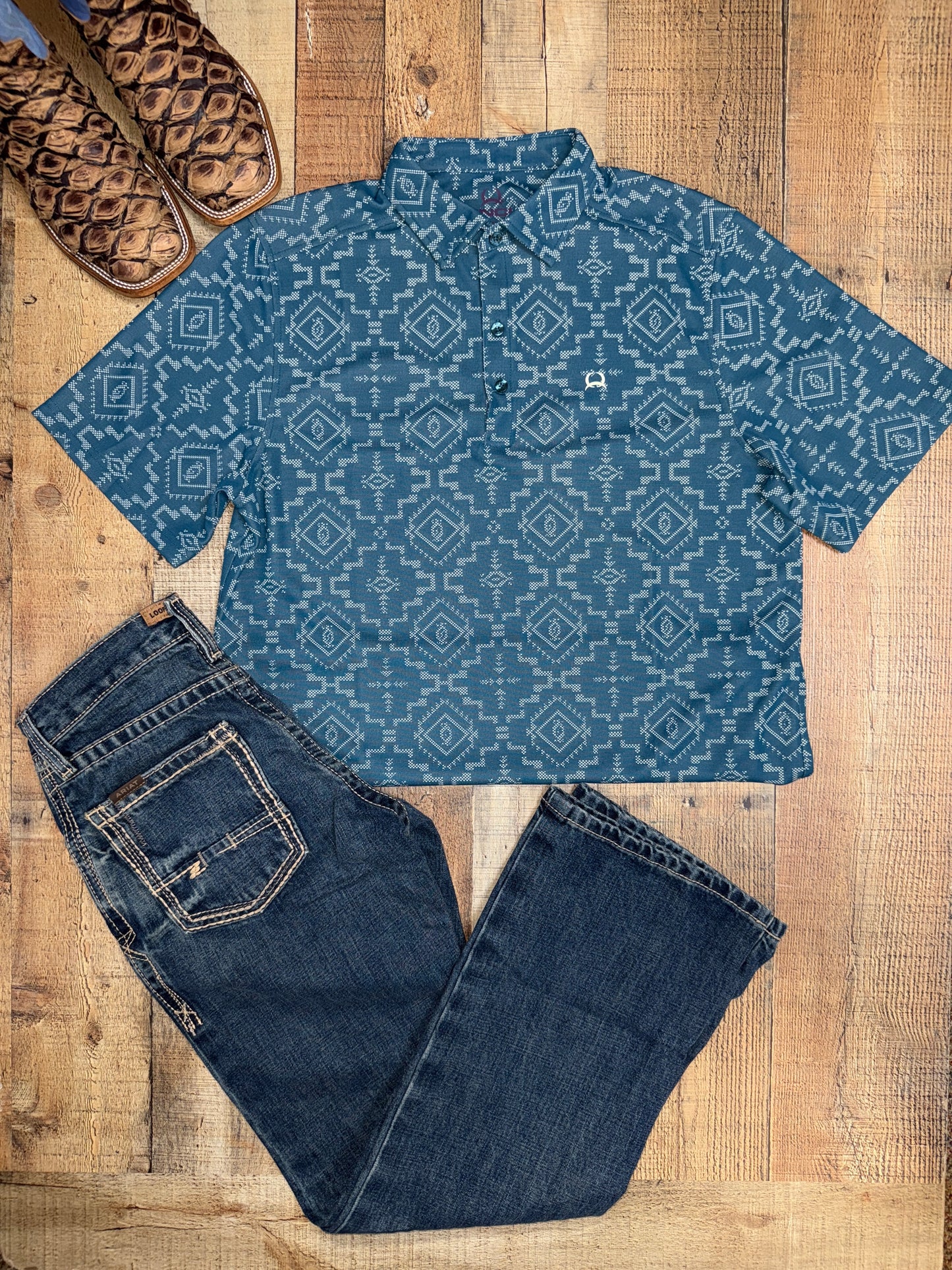 Men's Navy Aztec Polo