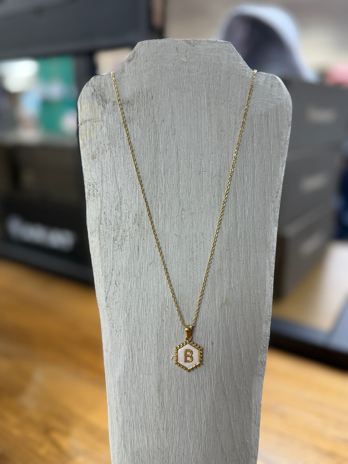 Gold & White Initial Necklace