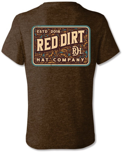 RED DIRT BROWN TOOLED LEATHER TEE