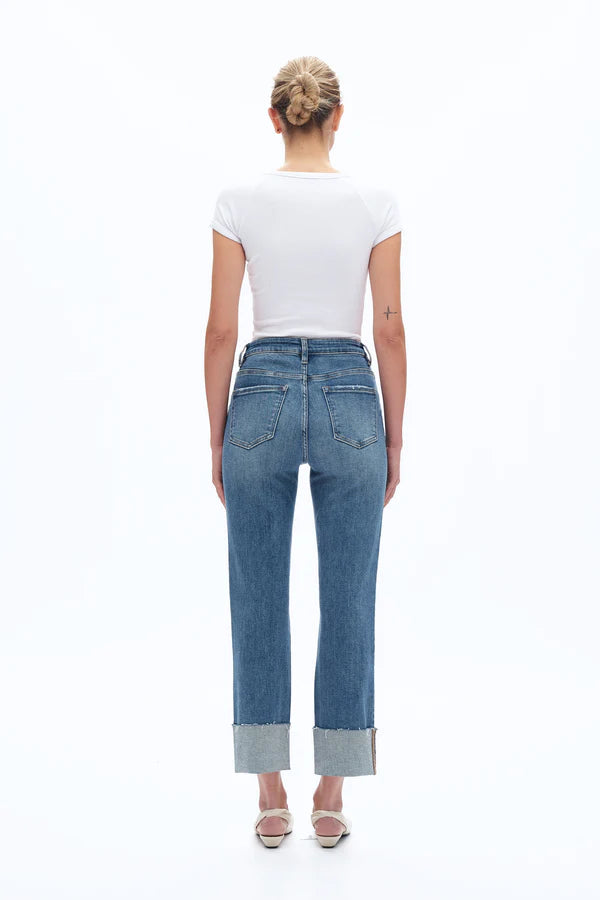 Bayeas High Rise Straight Leg Cuffed Jean
