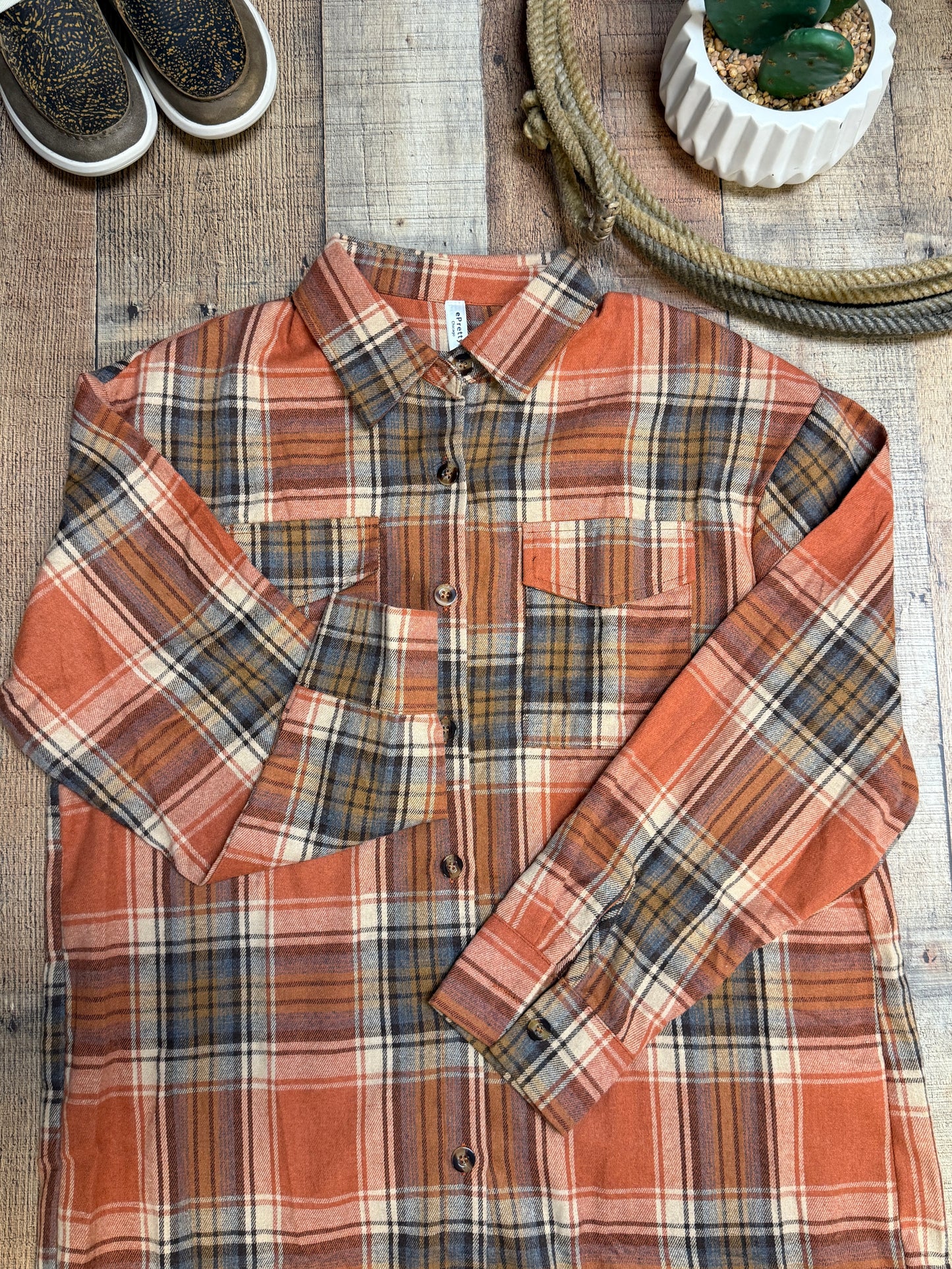 Women's Plaid Button