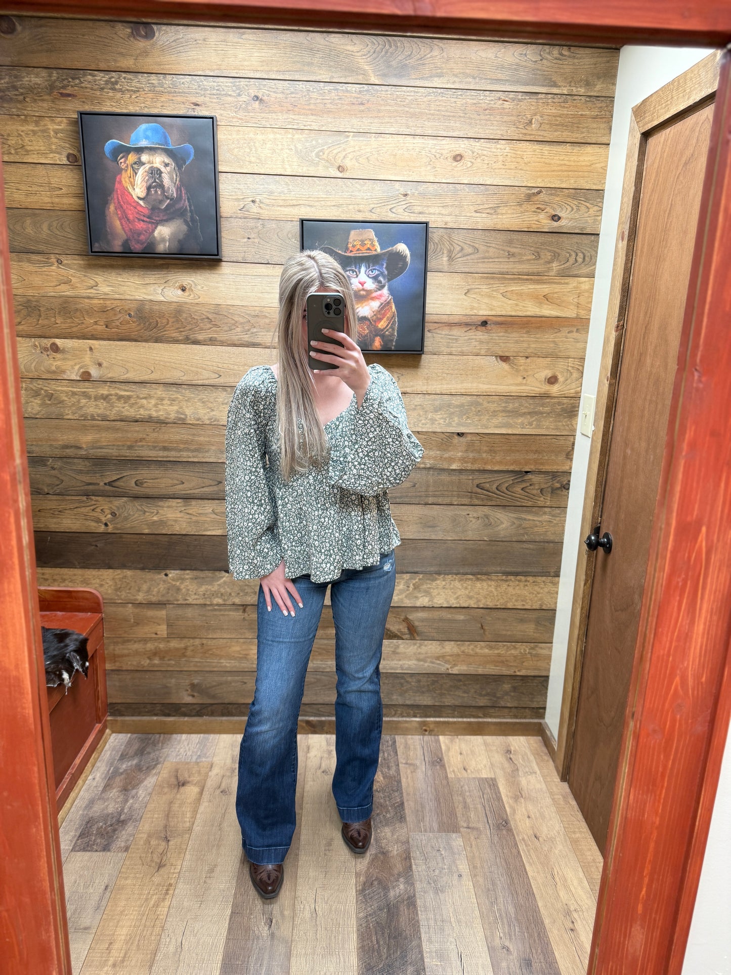 V Notch Floral Top