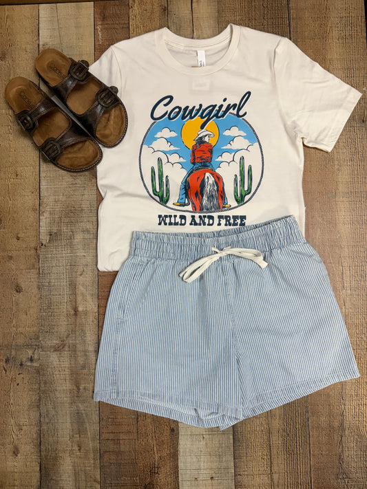 Light Blue Stripe Shorts