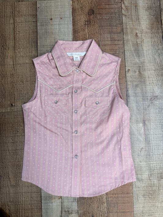Kids Sleeveless Pink Button Up