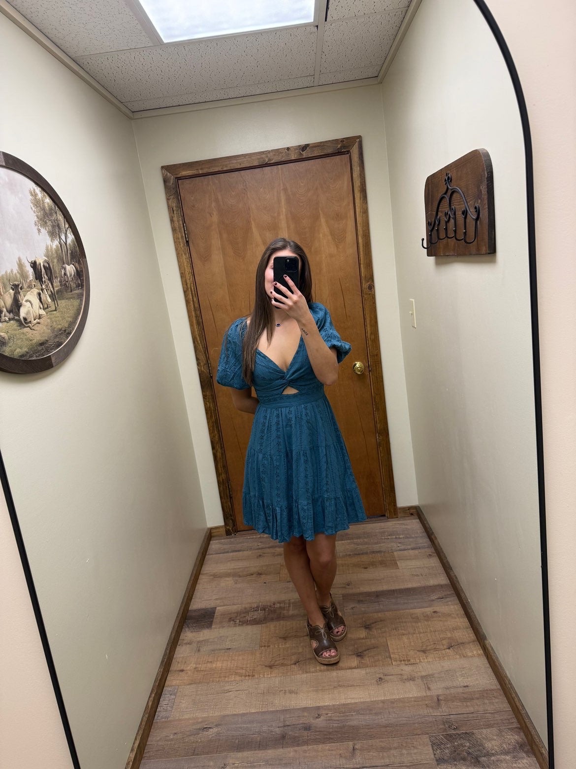 Teal Twist Front Dress