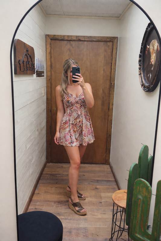 Women's V-Cut Print Romper