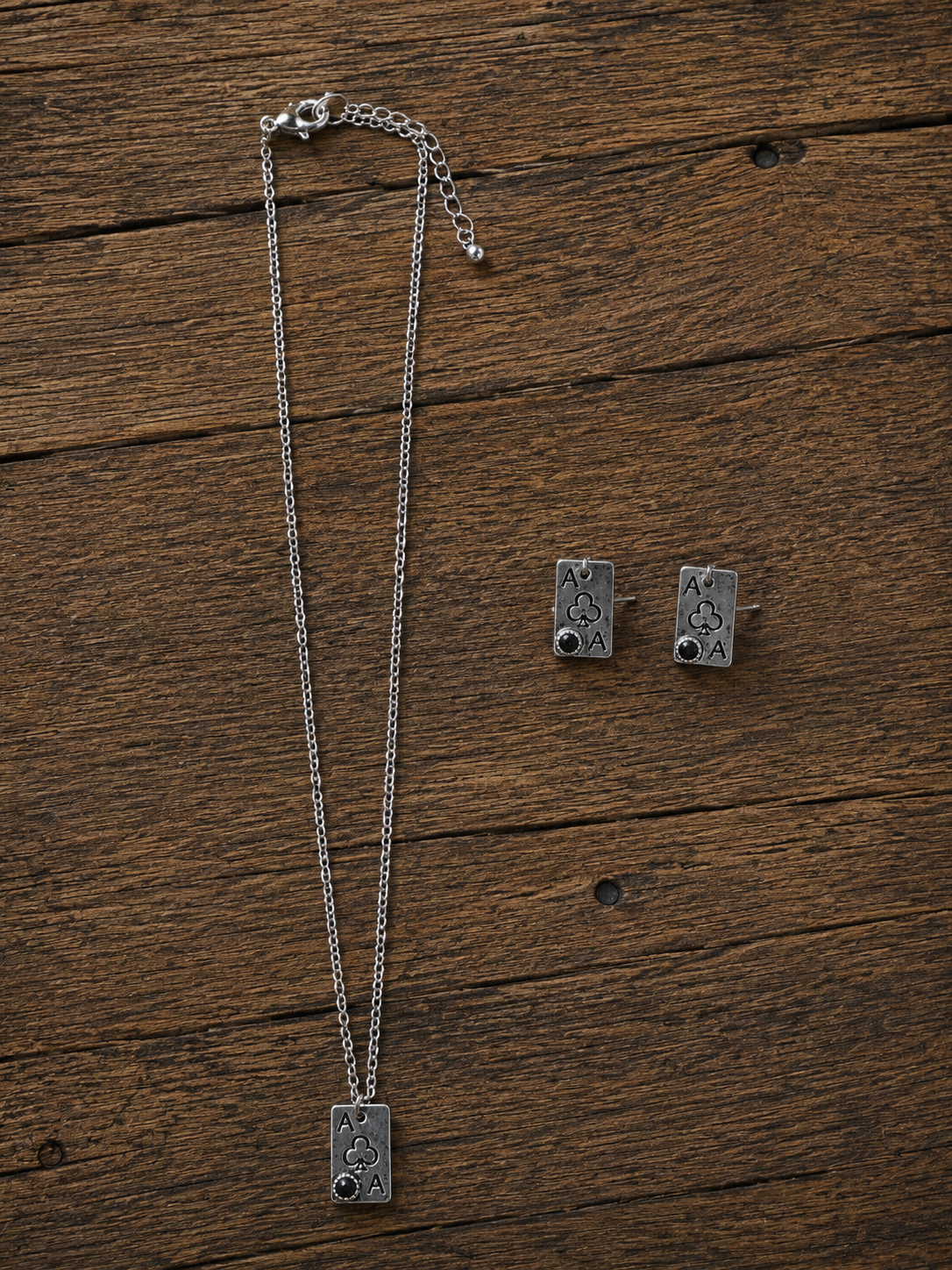 Ace Of Club Necklace and Earring Set