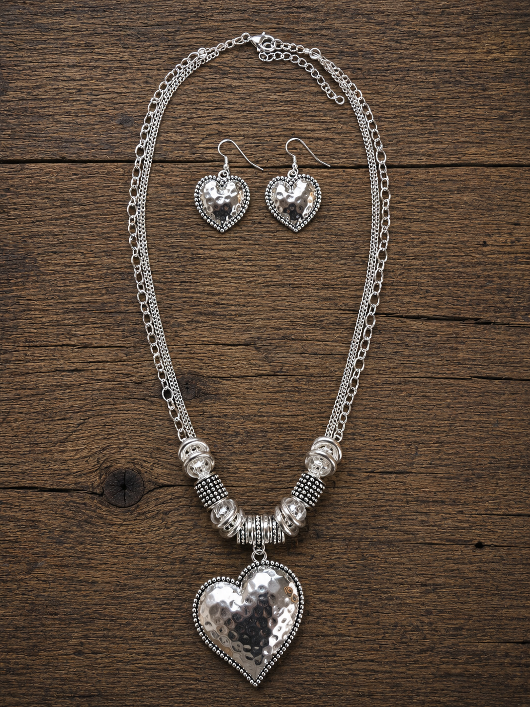 Heart Pendant Necklace and Earring Set