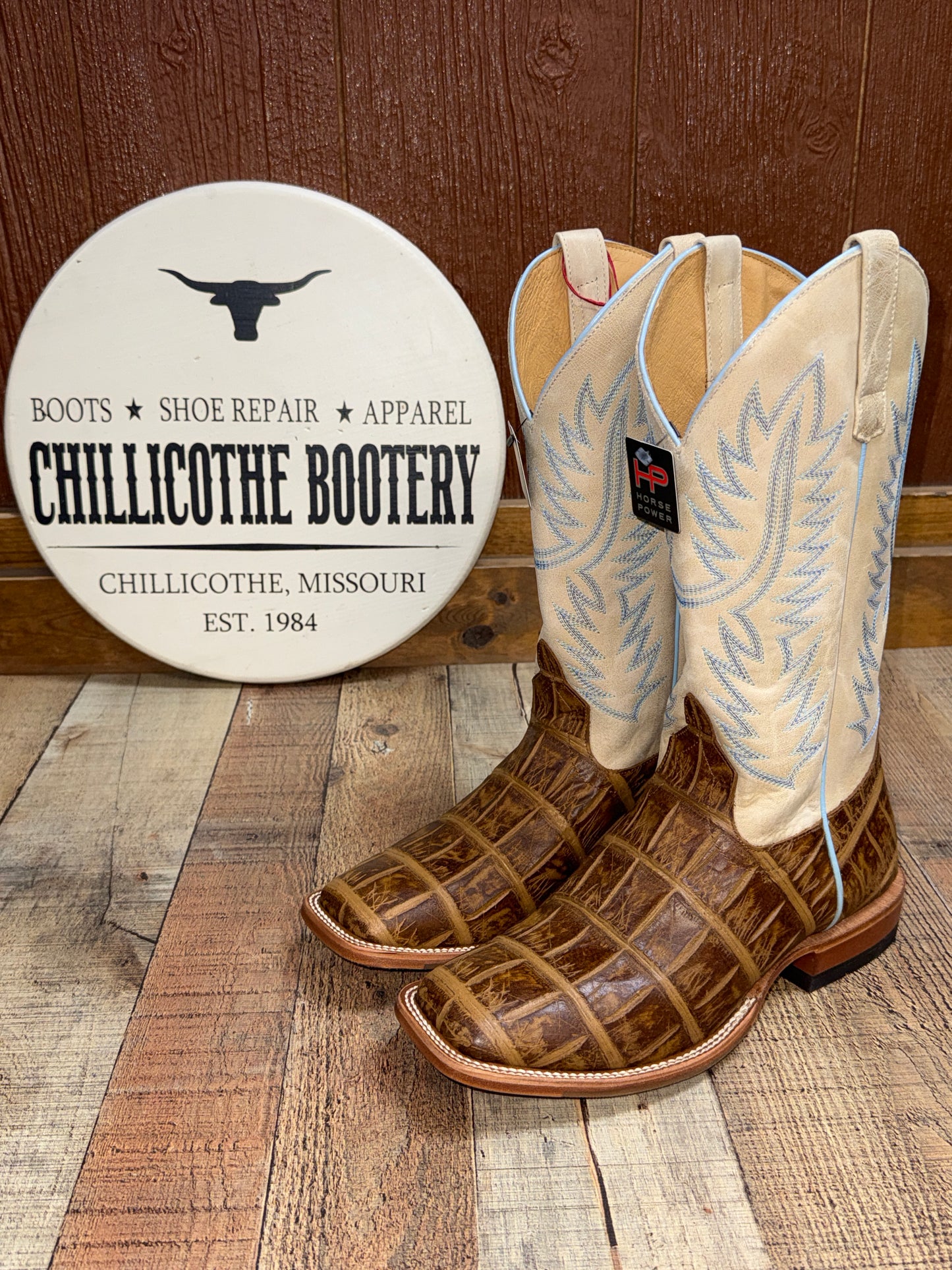 Anderson Bean Horse Power Alligator Print Western Boots