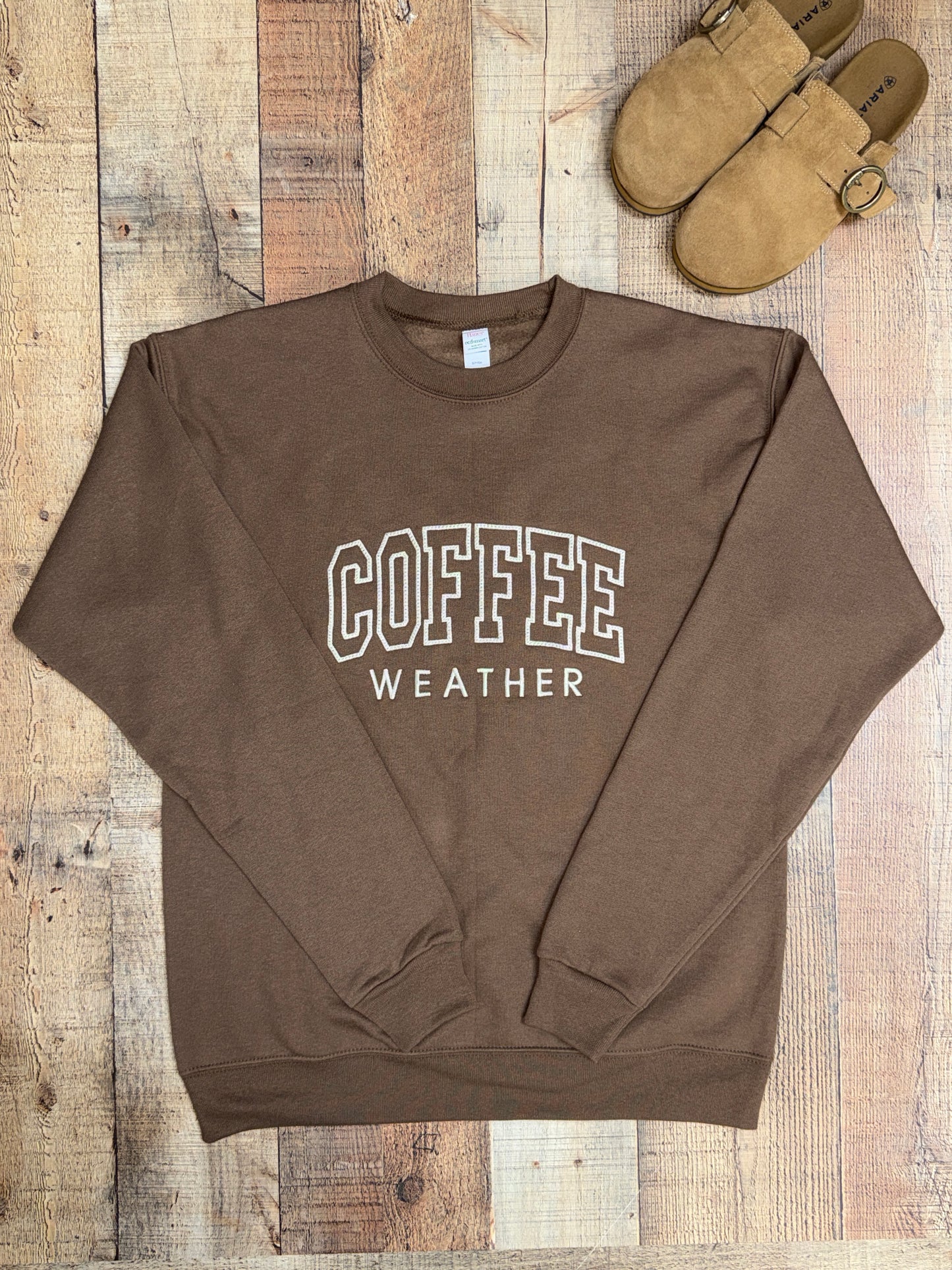 Coffee Weather Embroidered Crewneck