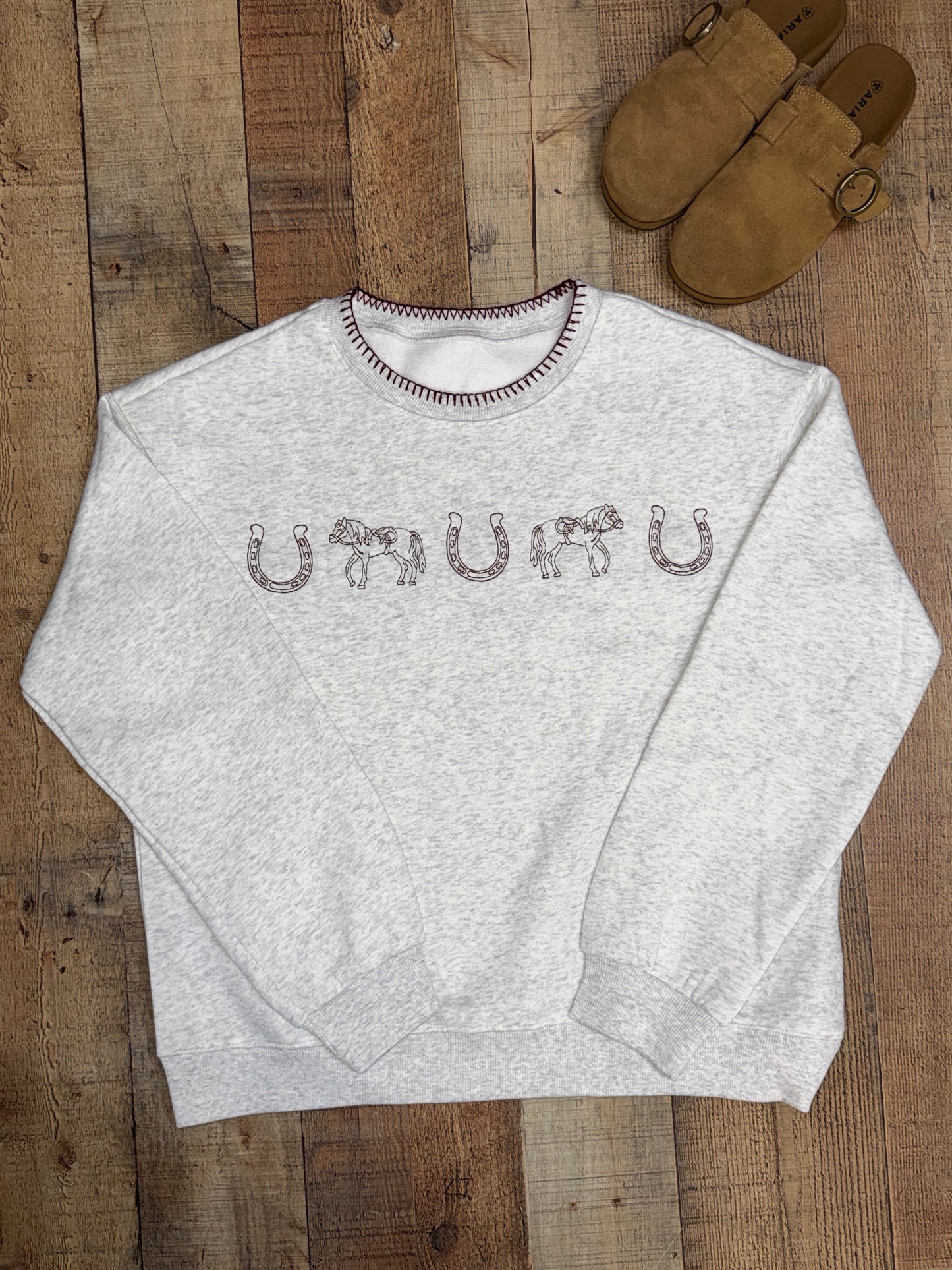 Embroidered Horse Crewneck