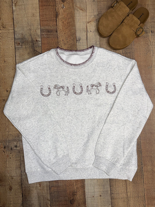 Embroidered Horse Crewneck