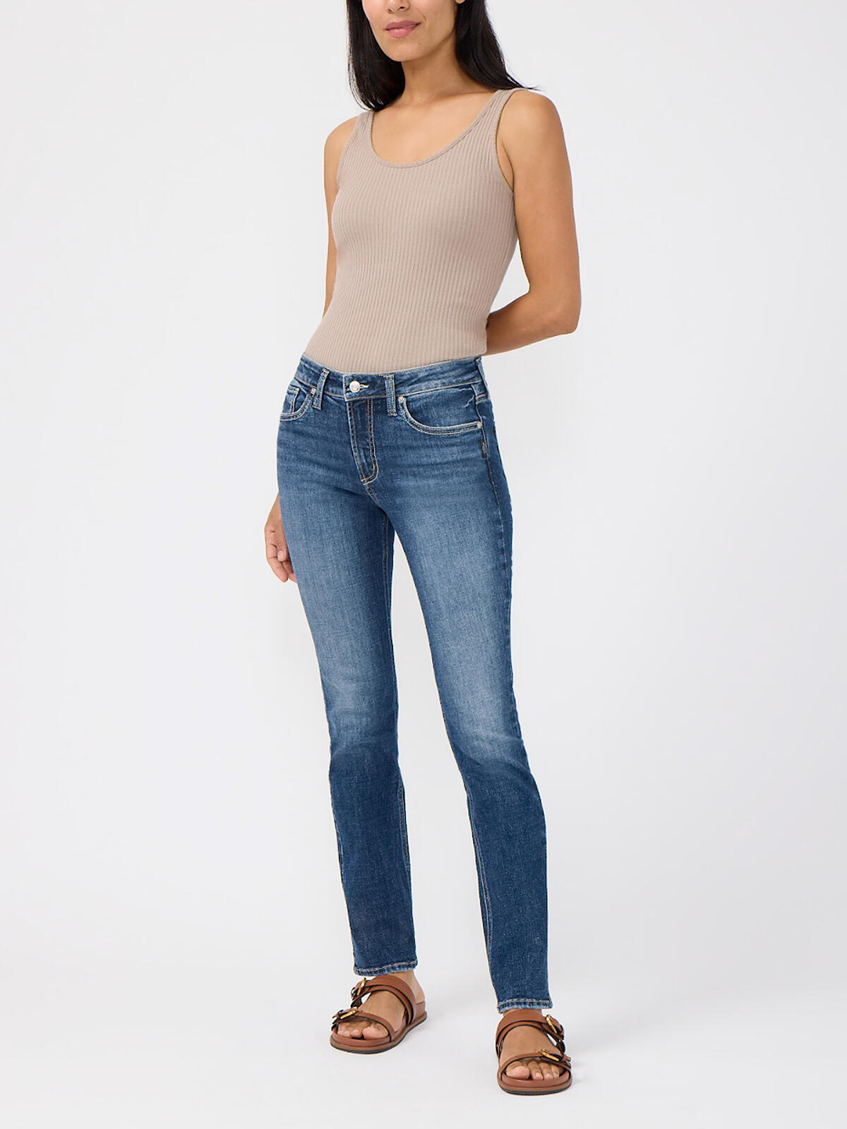 Silver Most Wanted Mid Rise Straight Leg Jean