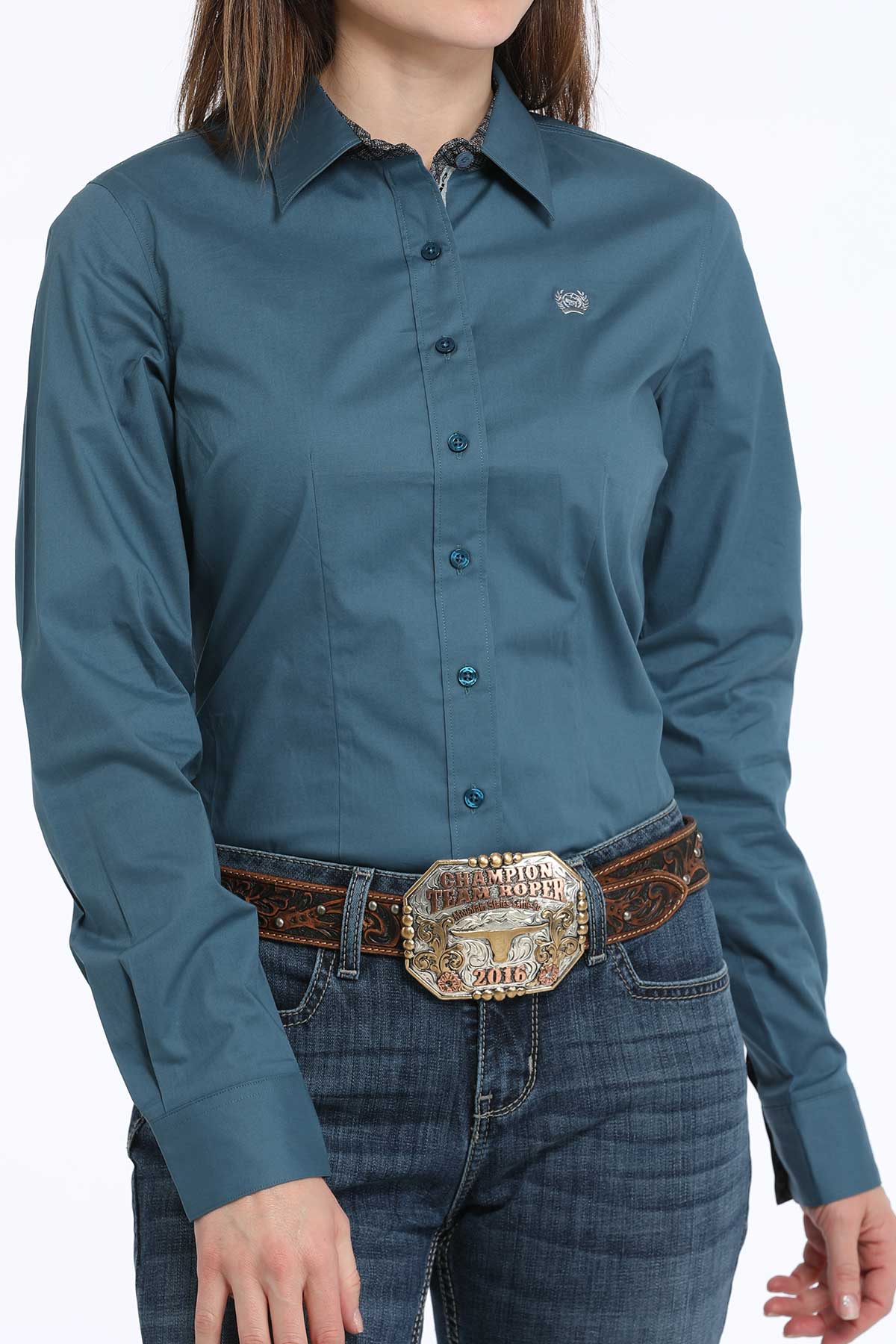 Cinch Solid Long Sleeve Stretch Western Shirt